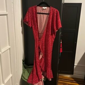 White polka dot wrap dress